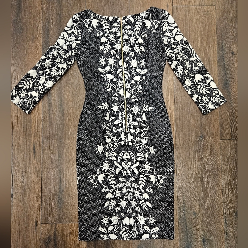 Eliza J Embroidered Black and White Floral Dress - Size 2 - Picture 14 of 16
